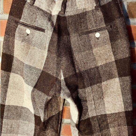 Acne Studios Wool Checkered Trousers Brown and Cream Sz 32 - Picture 9 of 11